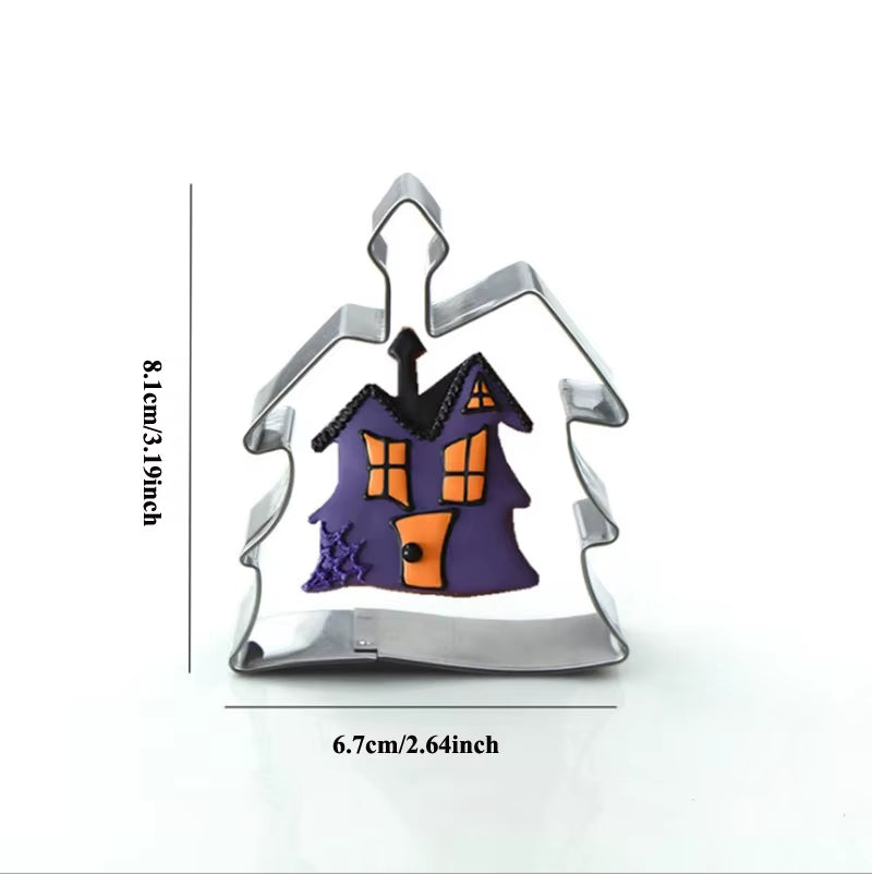 1Pcs Halloween Bat Coffin Ghost House Pumpkin Cookie Cutter Patisserie Biscuit Mould Fondant Cake Decor Baking Tools Pastry Shop