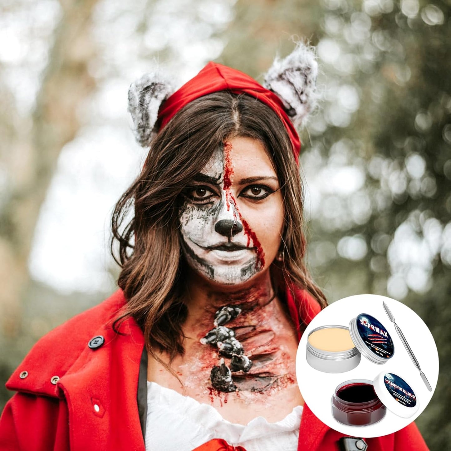 Maquillaje Sangre Halloween, Sangre Falsa Halloween, Kit Maquillaje De Halloween, Halloween Cicatrices Falsas, Cera Para La Cicatriz, Espátula, Halloween Maquillaje Vampiro