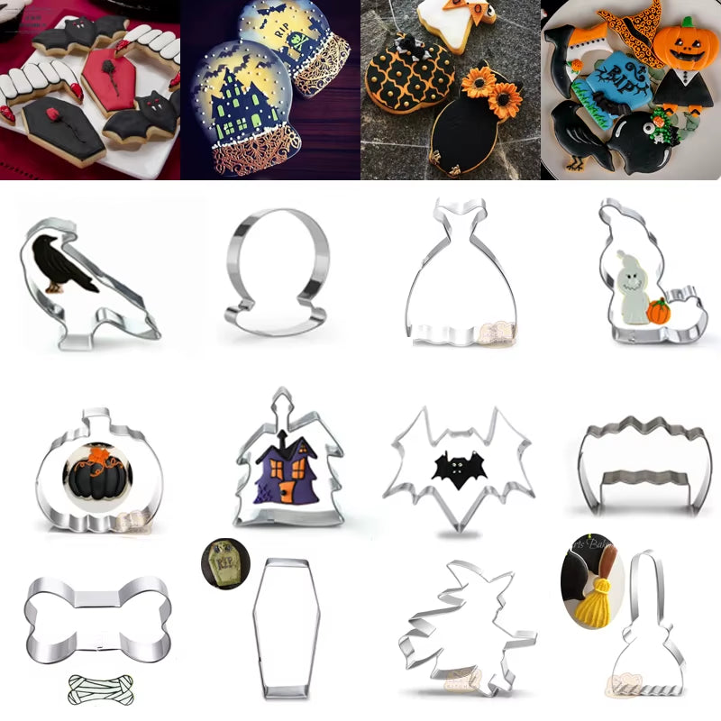1Pcs Halloween Bat Coffin Ghost House Pumpkin Cookie Cutter Patisserie Biscuit Mould Fondant Cake Decor Baking Tools Pastry Shop