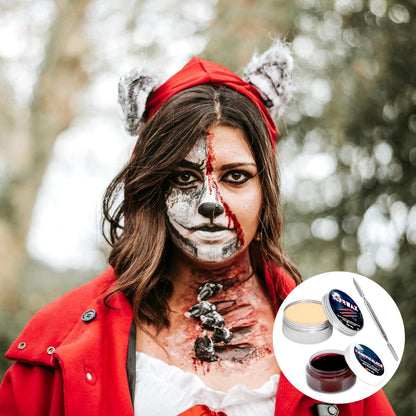 Maquillaje Sangre Halloween, Sangre Falsa Halloween, Kit Maquillaje De Halloween, Halloween Cicatrices Falsas, Cera Para La Cicatriz, Espátula, Halloween Maquillaje Vampiro